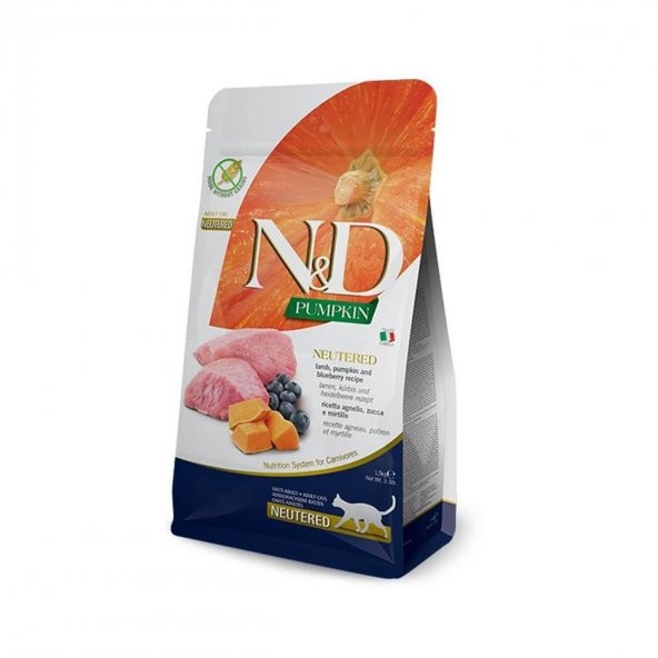 ND pumpkin tahılsız kısırlaştırılmış 5kg kedi maması kuzu etli balkabaklı ve yaban mersinli ürün görseli 1
