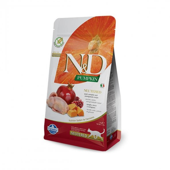 Nd pumpkin tahılsız kısırlaştırılmış 5kg kedi maması bıldırcın balkabağı ve narlı neutered ürün görseli 1