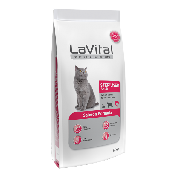 Lavital sterilised somonlu 12 kg kısır kedi maması salmon sterilised cat food ürün görseli 1