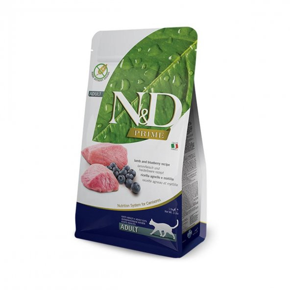 ND prime kedi 1,5kg tahılsız kuzu ve yaban mersinli yetişkin kedi maması lamb and blueberry ürün görseli 1