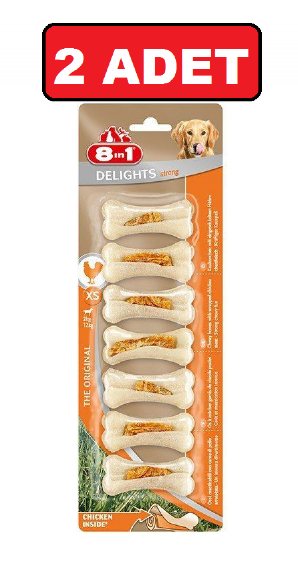 8in1 kemik delights strong xs köpek ödül kemiği 7li 2 adet 140 gr ödül kemik ürün görseli 1