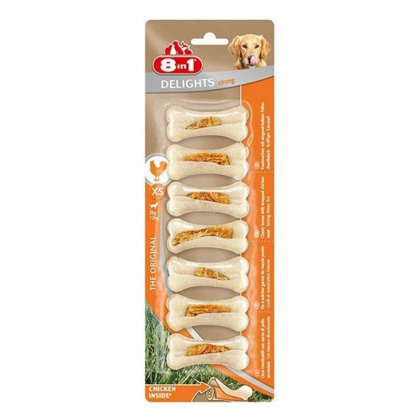 8in1 kemik Delights Strong xs Köpek Ödül Kemiği 7li 140 gr ödül kemik ürün görseli 1