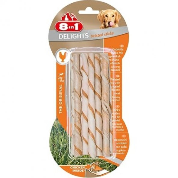 8in1 kemik Delights Bones Köpekler İçin Twested Sticks 10lu tavuklu kemik 55gr ürün görseli 1