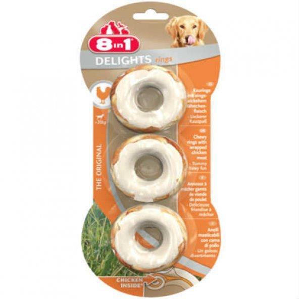 8 in1 kemik Delight Ring Tavuklu 2 Adet Ödül Kemiği S 119 Gr köpek ödül kemik - Resim 2