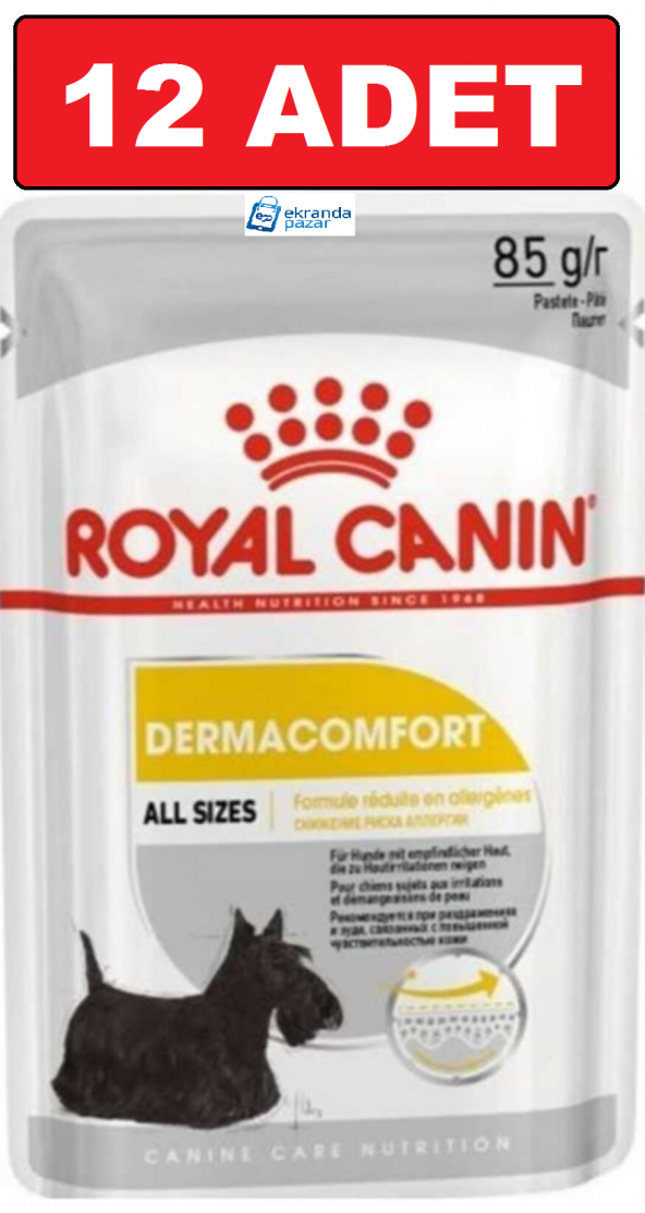 Royal canın dermacomfort yaş köpek maması 12 adet 85 gr konserve pouch ürün görseli 1
