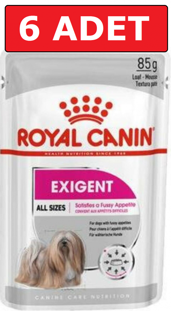 Royal canin exigent seçici yaş köpek maması 6 adet x 85 gr pouch konserve ürün görseli 1