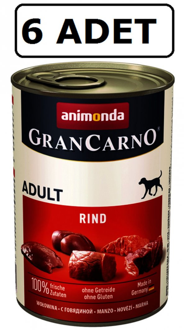 Animonda grancarno sığır etli köpek konservesi 6 adet x 400 gr yaş mama rınd ürün görseli 1