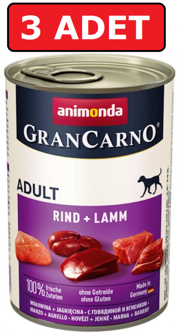 Animonda GranCarno sığır ve kuzu etli köpek konservesi 3 adet x 400 gr ürün görseli 1