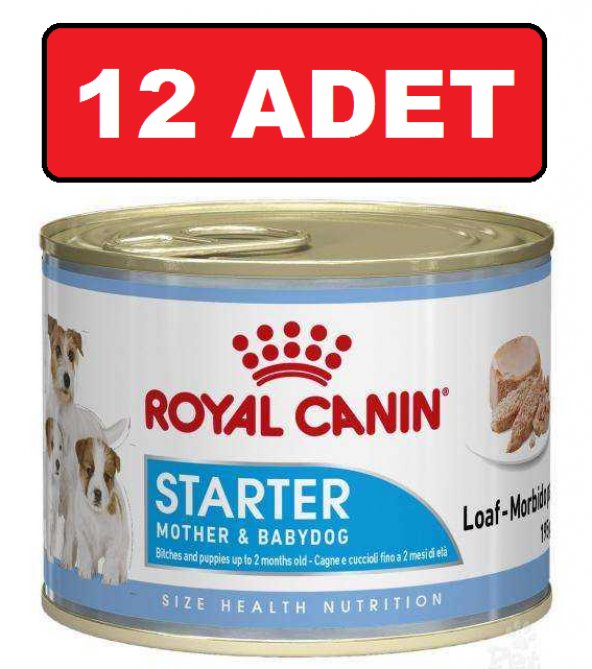 Royal canin starter yavru gebe emziren köpek konservesi 12 adet x 195 gr mother baby dog ürün görseli 1