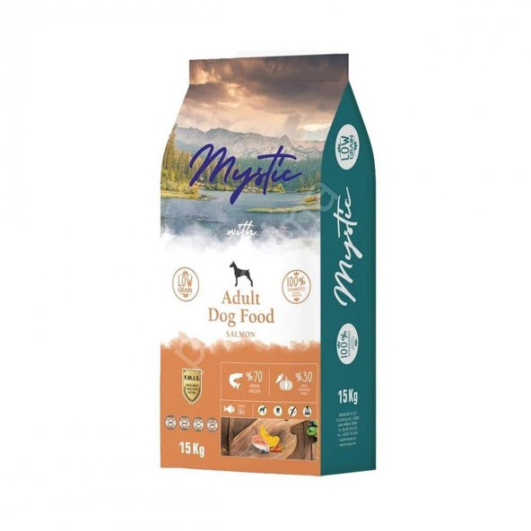 Mystic düşük tahıllı somonlu 15kg yetişkin köpek maması somon balığı az tahıllı köpek maması ürün görseli 1