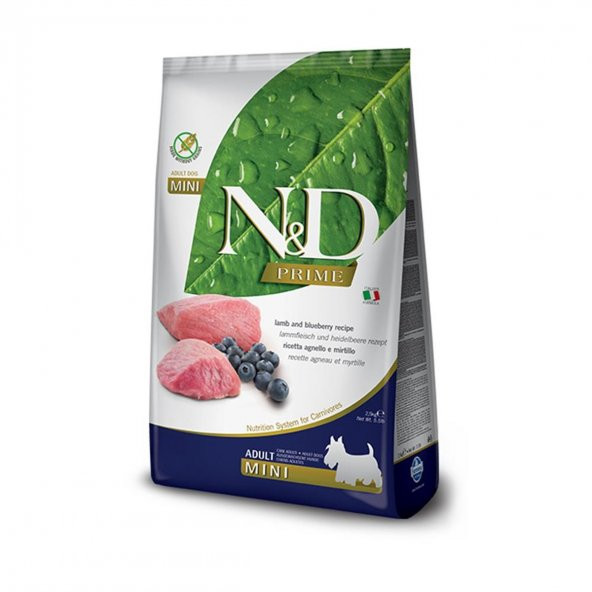 ND prime tahılsız mini adult 2,5kg kuzu etli ve yaban mersinli ufak ırk köpek maması ürün görseli 1