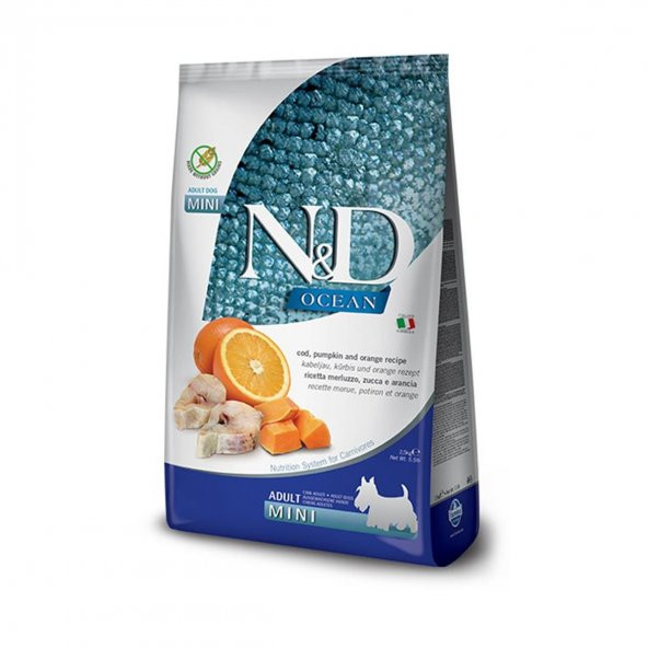 ND ocean tahılsız mini adult 7kg morina balıklı ve portakallı küçük ırk yetişkin köpek maması ürün görseli 1