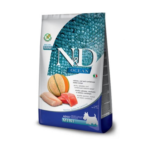 ND ocean tahılsız mini adult 2,5kg morina balıklı somonlu ve kavunlu küçük ırk köpek maması ürün görseli 1