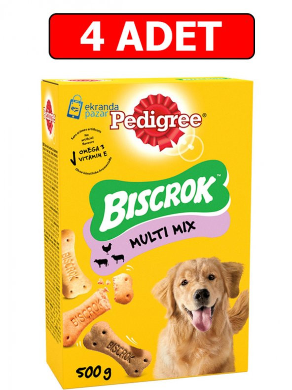 Pedigree biscrok multi mix 4 adet 500gr köpek ödül bisküvi köpek ödül maması ürün görseli 1