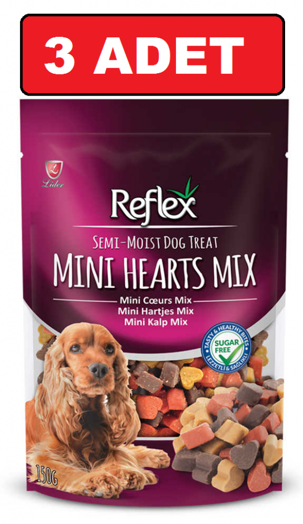 Reflex köpek ödül maması mini kalp mix 3 adet 150 gr semi ürün görseli 1