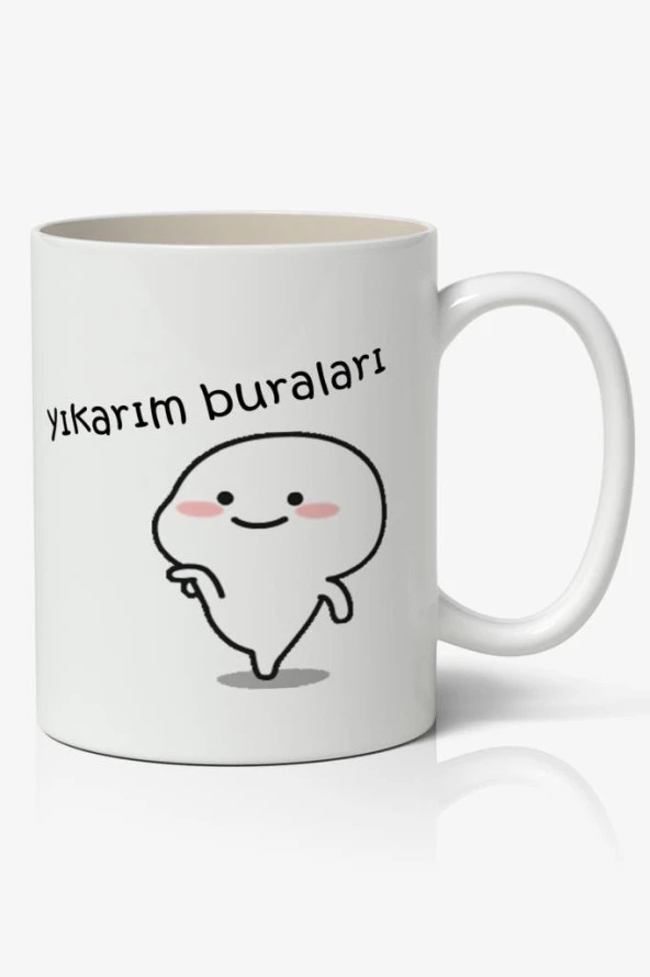 Yıkarım Buraları Yazılı Baskılı Kupa Bardak - Baskılı Kahve Kupa Bardak ürün görseli 1
