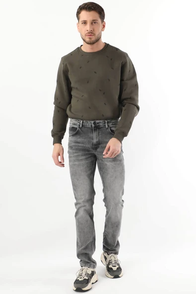 Erkek Regular Fit Jean Pantolon Gri - Resim 3