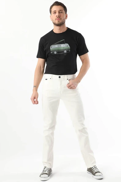 Erkek Jean Pantolon Ekru - Resim 3