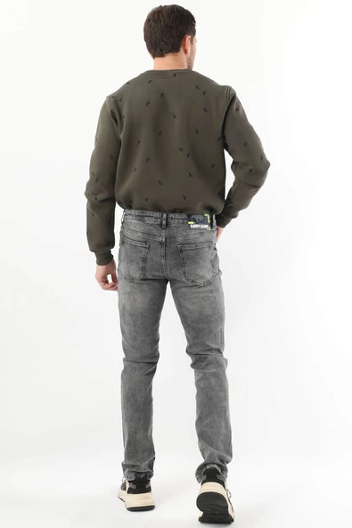 Erkek Regular Fit Jean Pantolon Gri - Resim 6