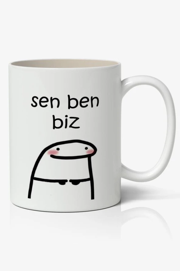 Sen Ben Biz Yazılı Baskılı Kupa Bardak - Baskılı Kahve Kupa Bardak ürün görseli 1
