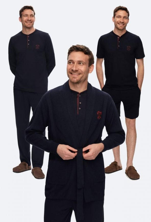 D'S DAMAT DS224025 5 Lİ Lacivert TRİKO Ropteşambr Çeyiz Erkek Pijama Takımı ürün görseli 1