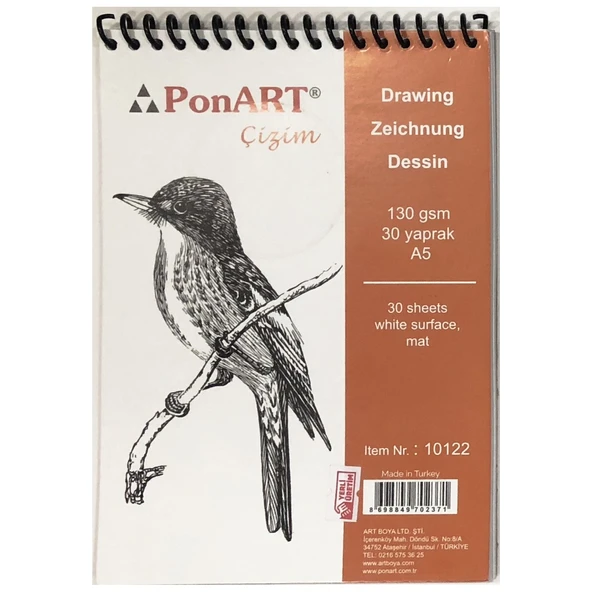 Ponart Çizim Blok Spiralli 130 gr. 30 Sayfa A5 ürün görseli 1