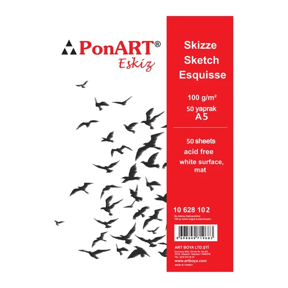 Ponart Eskiz Defteri Spiralli 100 gr. 50 Sayfa A5 ürün görseli 1