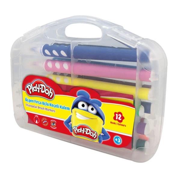 Play-Doh 12 Renk Üçgen Fırça Uçlu Keçeli Kalem PP Kutu ürün görseli 1