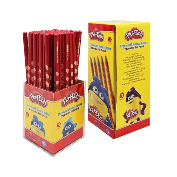 Play-Doh Oluklu Kırmızı Kalem 72li Stand ürün görseli 1