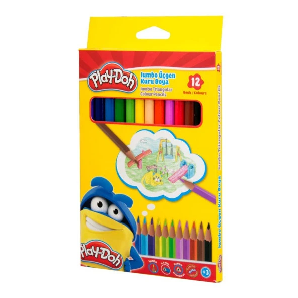 Play-Doh 12 Renk Jumbo Üçgen Kuru Boya ürün görseli 1