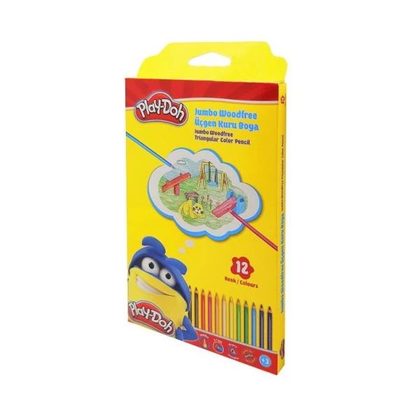 Play-Doh 12 Renk Woodfree Jumbo Üçgen Kuru Boya ürün görseli 1