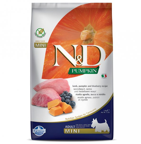 N&D Pumpkin Tahılsız Kuzu Küçük Irk Yetişkin Köpek Maması 2,5 Kg ürün görseli 1