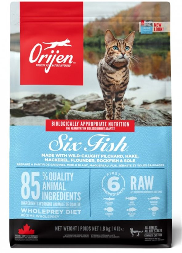 Orijen Six Fish Cat Balıklı Tahılsız Yetişkin Kedi Maması 1,8 Kg ürün görseli 1