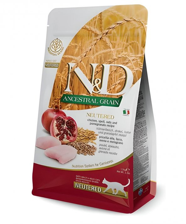 N&D Low Tavuk&Nar Kısırlaştırılmış Yetişkin Kedi Maması 1,5 Kg ürün görseli 1