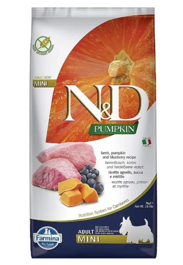 N&D Balkabaklı Kuzu Etli Tahılsız Küçük Irk Köpek Maması 7 Kg ürün görseli 1