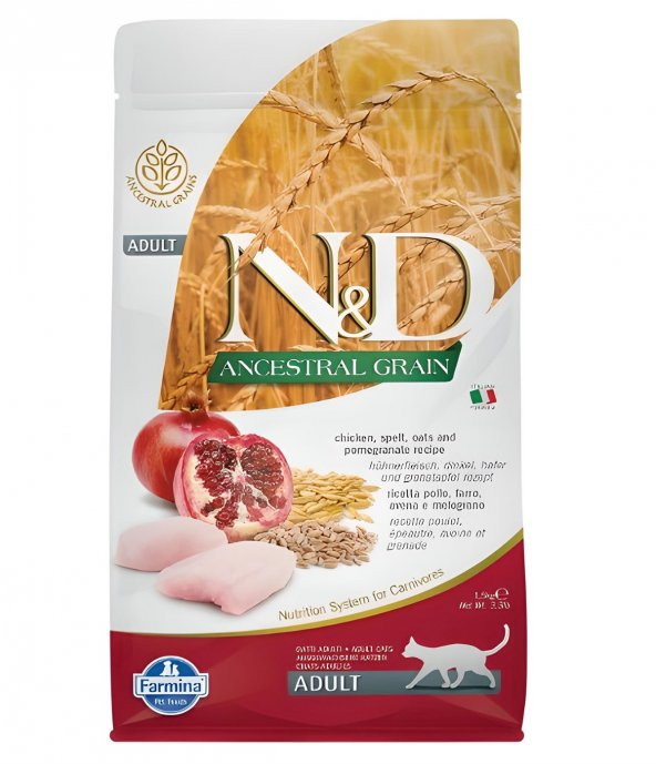 N&D Düşük Tahıllı Tavuk & Narlı Yetişkin Kedi Maması 1,5 Kg ürün görseli 1