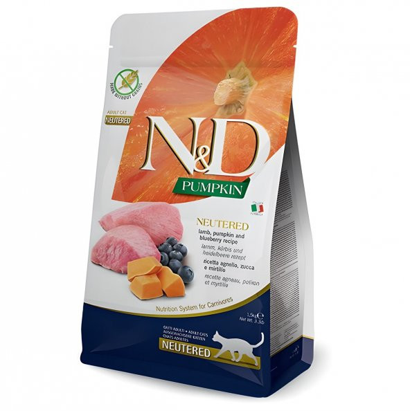 N&D Pumpkin Kuzu Yaban Mersini Kısırlaştırılmış Kedi Maması 1,5 Kg ürün görseli 1