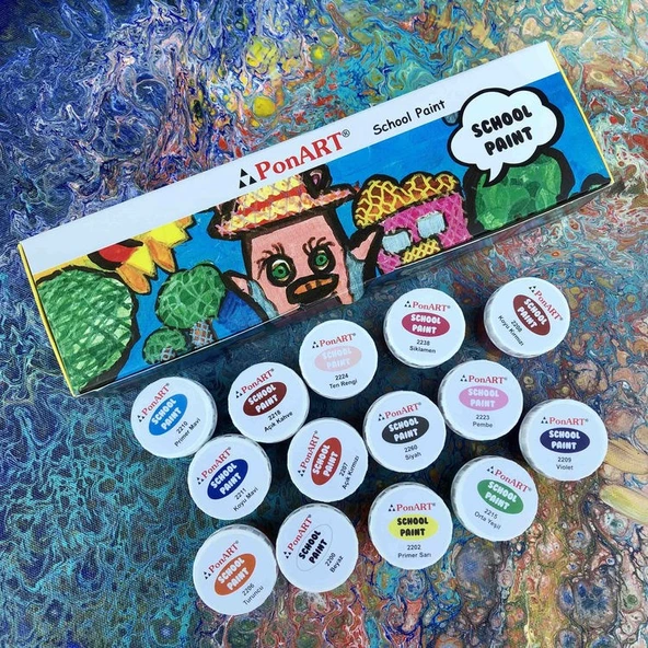 PonART School Paint Çok Amaçlı Okul Boyası 20 ml x 14 Renk Set ürün görseli 1
