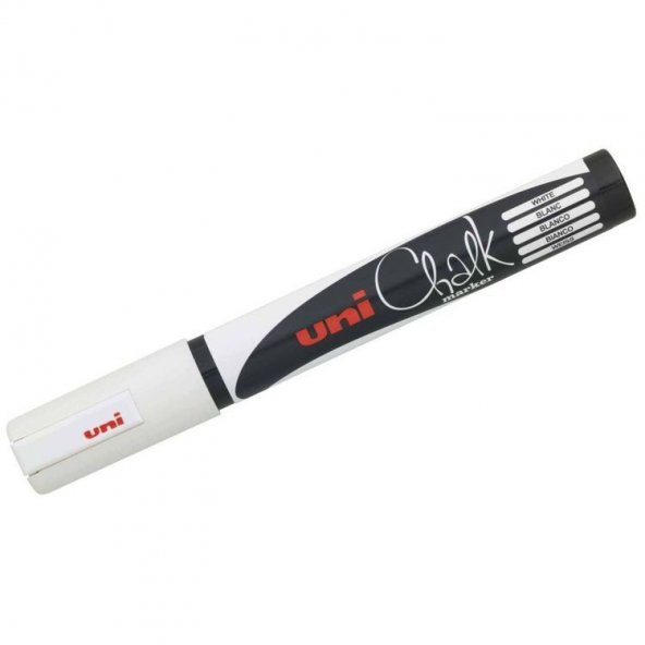 Uni Chalk 1.8-2.5 mm Yuvarlak Uç Su Bazlı Sıvı Tebeşir Kalemi Beyaz ürün görseli 1