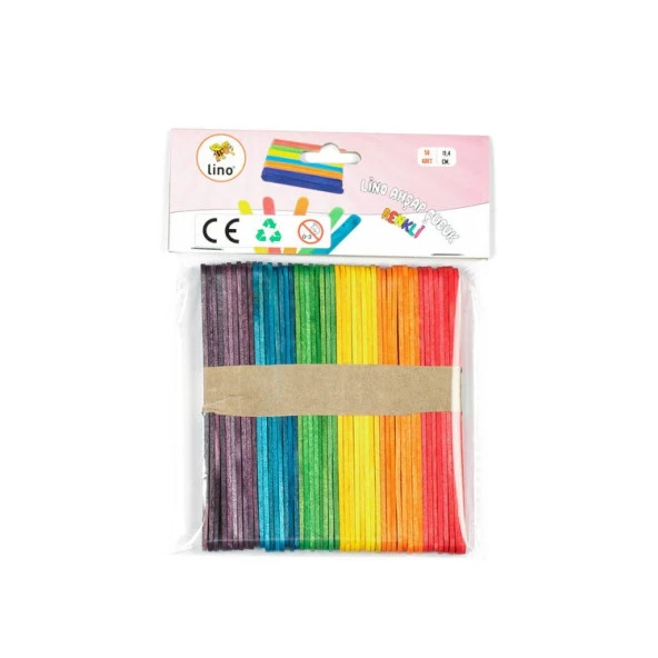 Lino Ahşap Dondurma Çubuğu Renkli 11,4 cm 50li ürün görseli 1