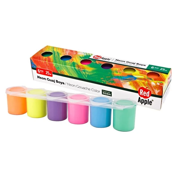 Red Apple Neon Guaj Boya 6 Renk x 25 ml Sıralı Set ürün görseli 1
