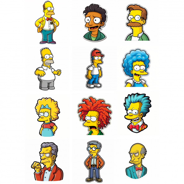 Sticker Master Simpsons Motorsiklet, Kask,Laptop Ve Araç Sticker Çıkartma Etiket 12 Adet 10 Ar Cm ürün görseli 1