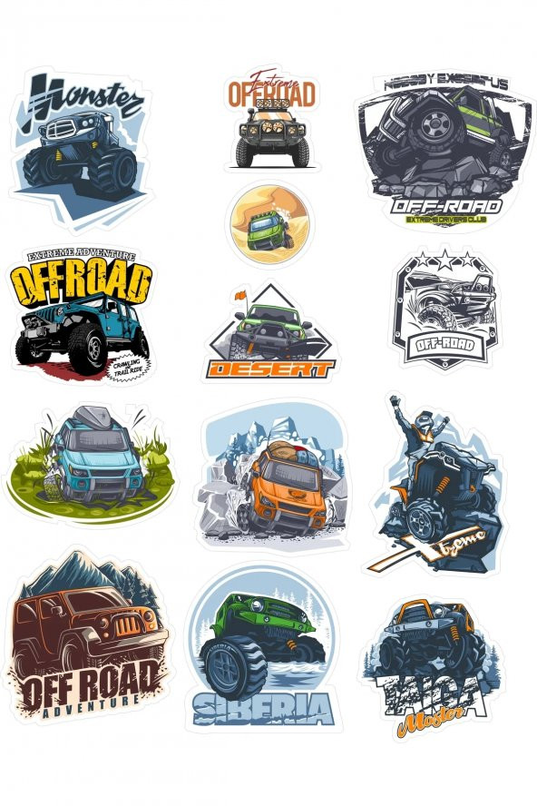 Sticker Master Sticker Oto Off Road 4x4 Cam Kaput Etiket Çıkartma 13 Adet 10 Cm ürün görseli 1