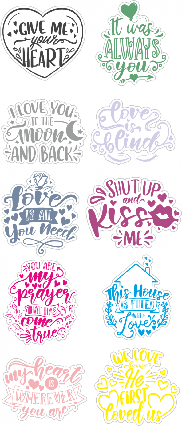 Sticker Master Sticker Oto Romantik Love Aşk Laptop Motor 10 Adet 10 Cm ürün görseli 1