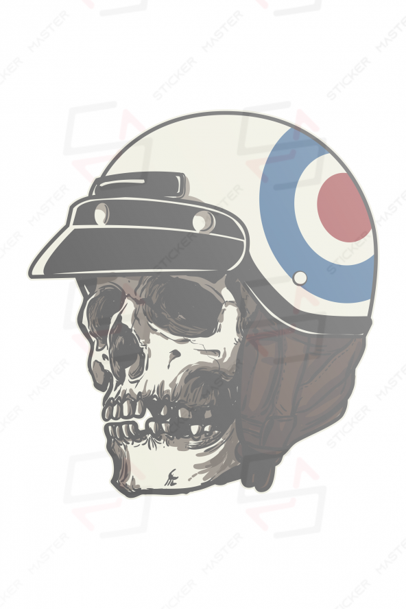 Skull Motor Kask Kurukafa Sticker Etiket Çıkartma Pc Laptop Araba Oto Motor ürün görseli 1