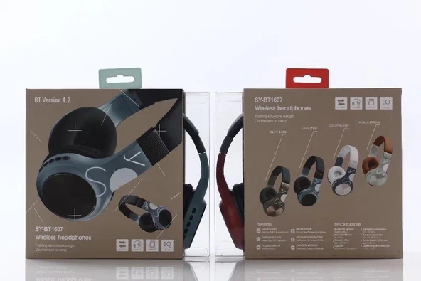 SY BT-1607 Kulaküstü Bluetooth Kulaklık Mavi - Resim 5