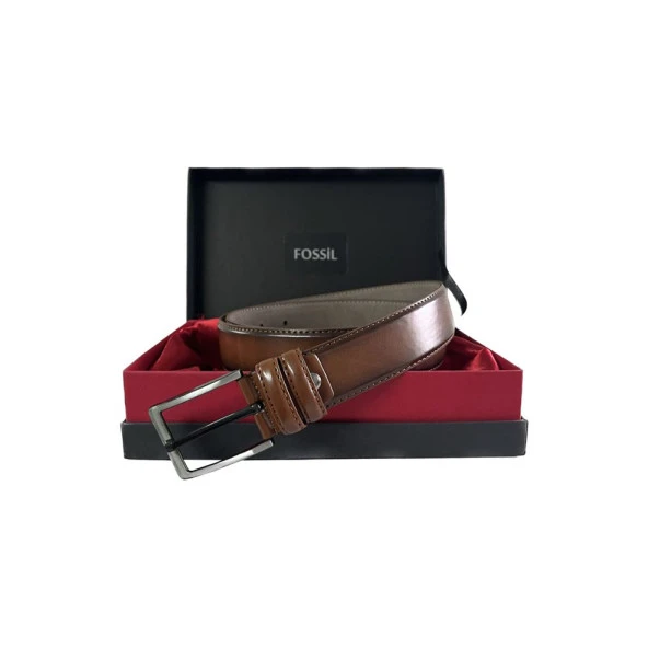 Fossil Taba Düz Dikiş Suni Deri 3,5 cm Erkek Kemeri -130 Cm ürün görseli 1