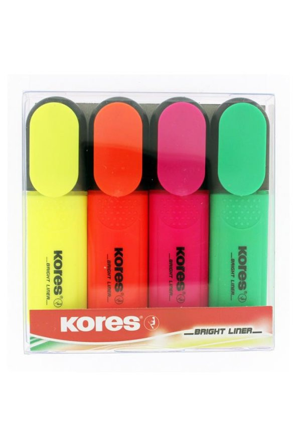 Fosforlu Kalem 4 Lü 1 Paket İşaretleme Kalemi 4 Renk Fosforlu Renkler Turuncu Sarı Pembe Yeşil ürün görseli 1