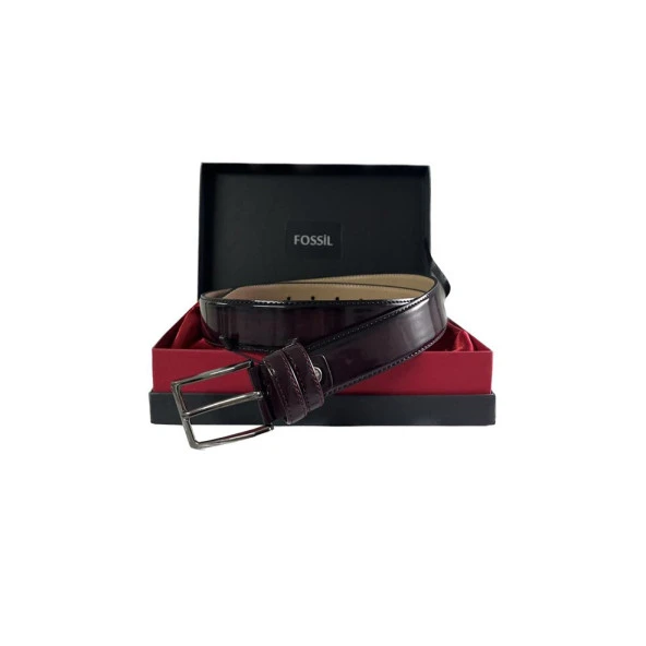Fossil Bordo Rugan Suni Deri 3,5 cm Erkek Kemeri 120 ürün görseli 1