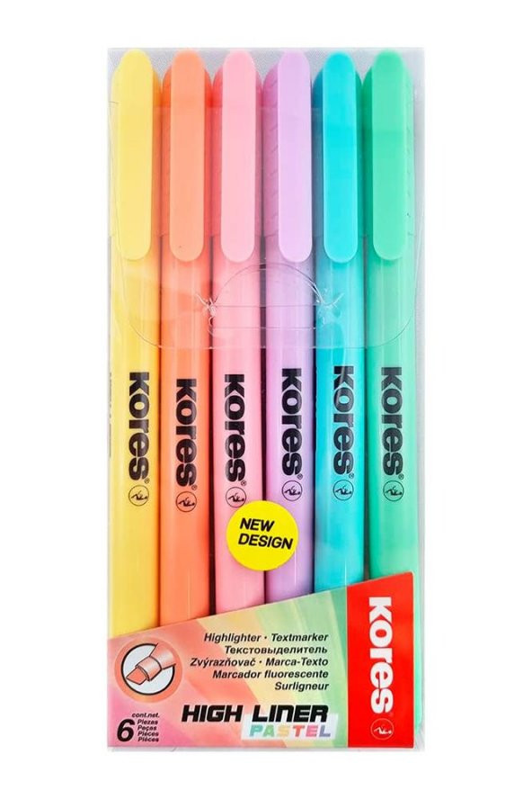 Fosforlu Kalem 6 Lı Pastel Renk 1 Paket İşaretleme Kalemi Kesik Uç 6 Renk Pastel Renkler Sarı Turuncu Pembe Yeşil Mavi Mor ürün görseli 1